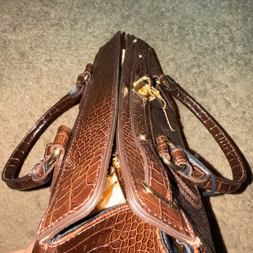 Massimo Castelli Brown Croc-Embossed Large Leather Bag - Picture 10 of 11